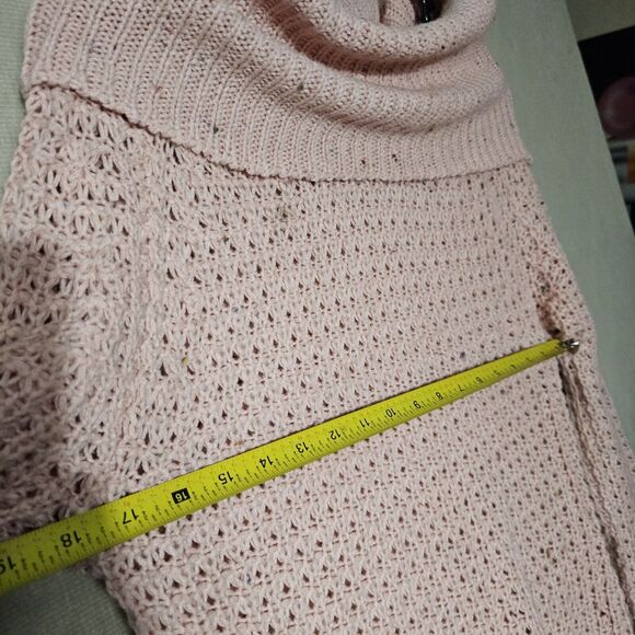 Pink Knit Tunic Sweater Womens Medium Cowl Neck Candy Speckled Chic Winterwear - Picture 8 of 11